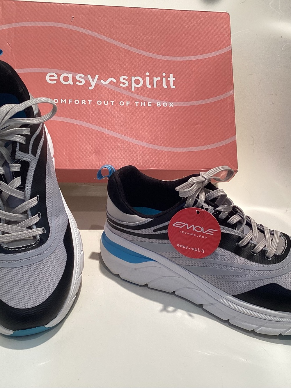 Easy Spirit Women's Gray, Black & Blue Comfort Sneakers